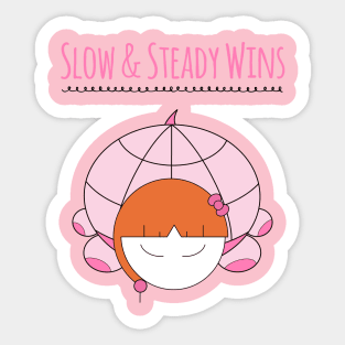 Slow and Steady Wins the Race Girl Turtle Sticker